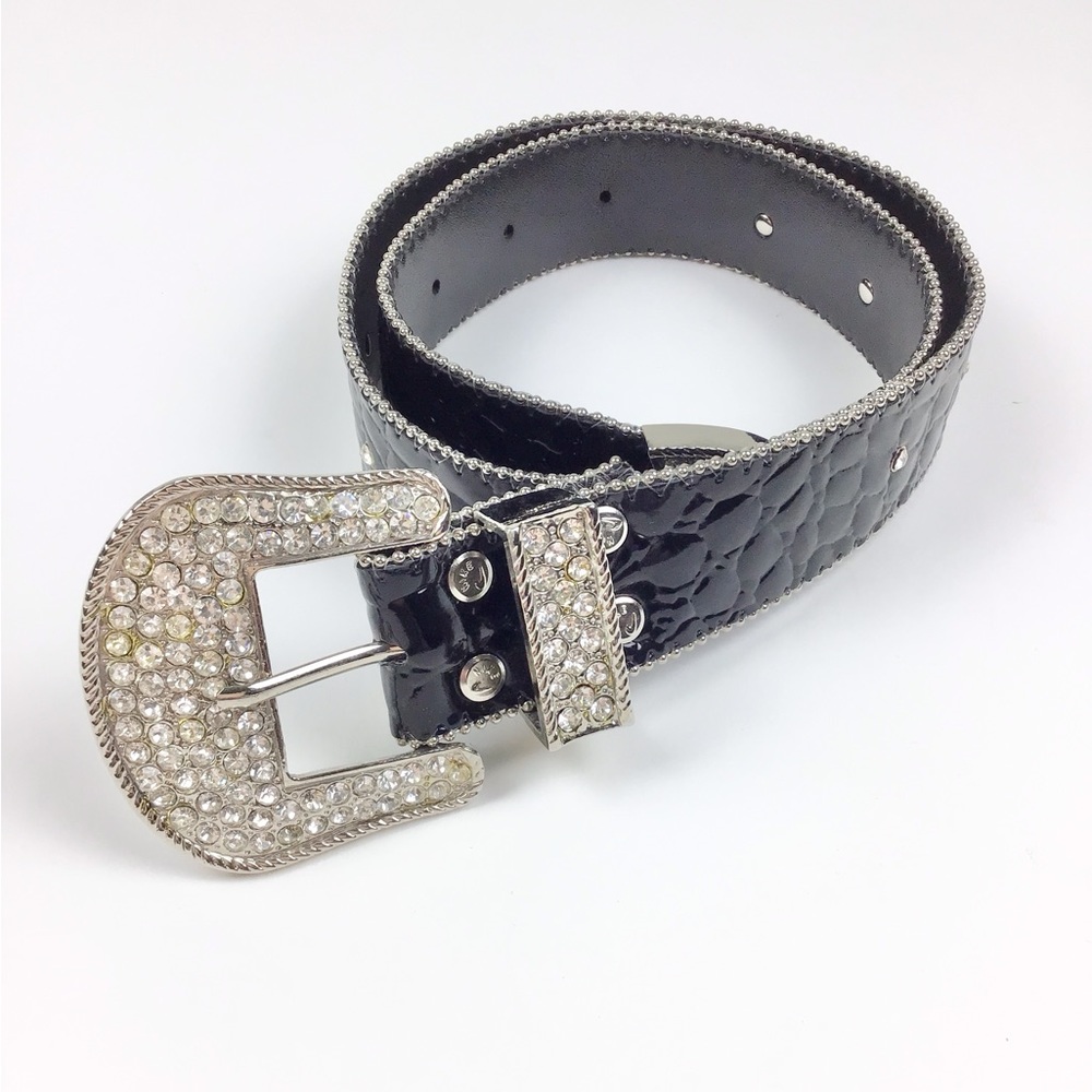 Crystal Jewel Patent Leather Belt